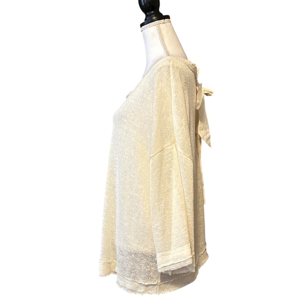 NWT Kye Mi Loose Knit‎ Button and Bow Back Sweater Women’s SZ L in Ivory - Picture 3 of 10